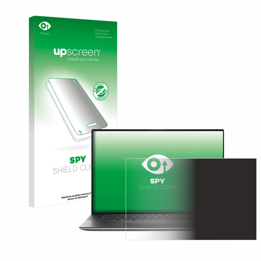 Front side of a product packaging with the brand logo upscreen. Next to it is the device Dell Precision 15 5550 shown with the