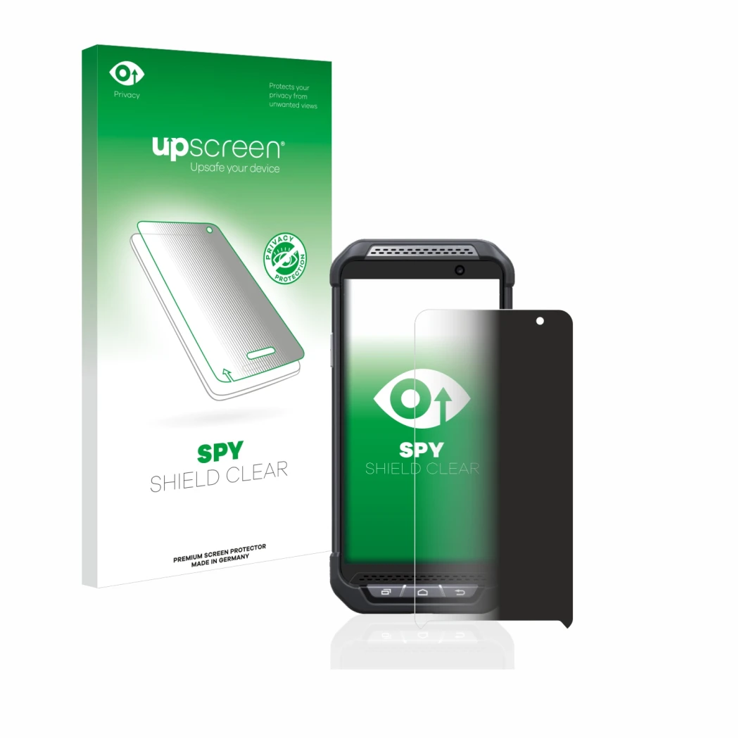 Front side of a product packaging with the brand logo upscreen. Next to it is the device Point Mobile PM85 shown with the corr