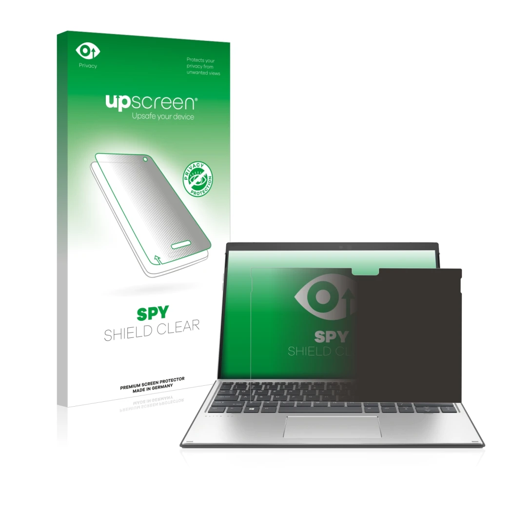 Front side of a product packaging with the brand logo upscreen. Next to it is the device HP Elite x2 G8 shown with the corresp
