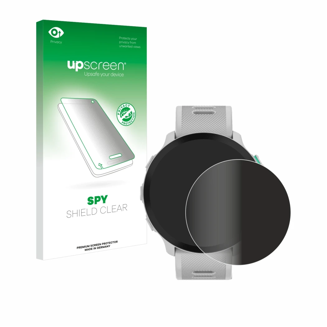 Front side of a product packaging with the brand logo upscreen. Next to it is the device Garmin Forerunner 55 shown with the c