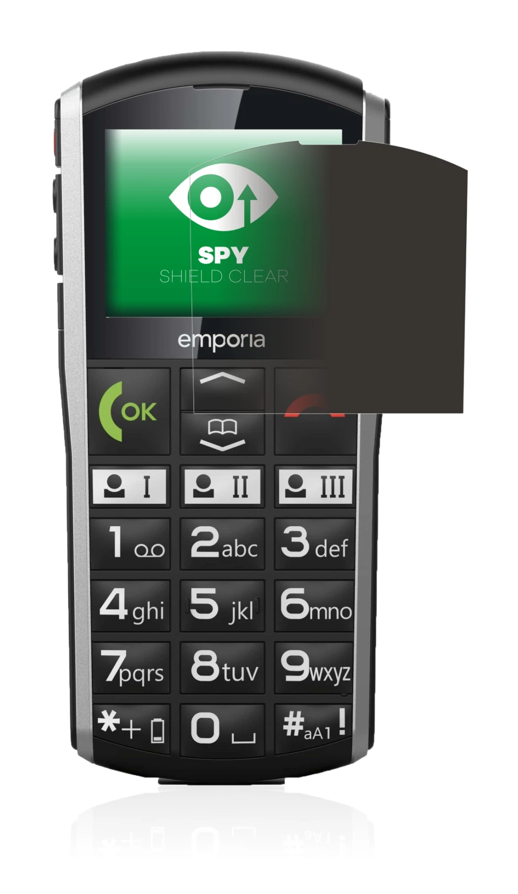 Image of the device Emporia Simplicity with a wide variety of screen protectors.