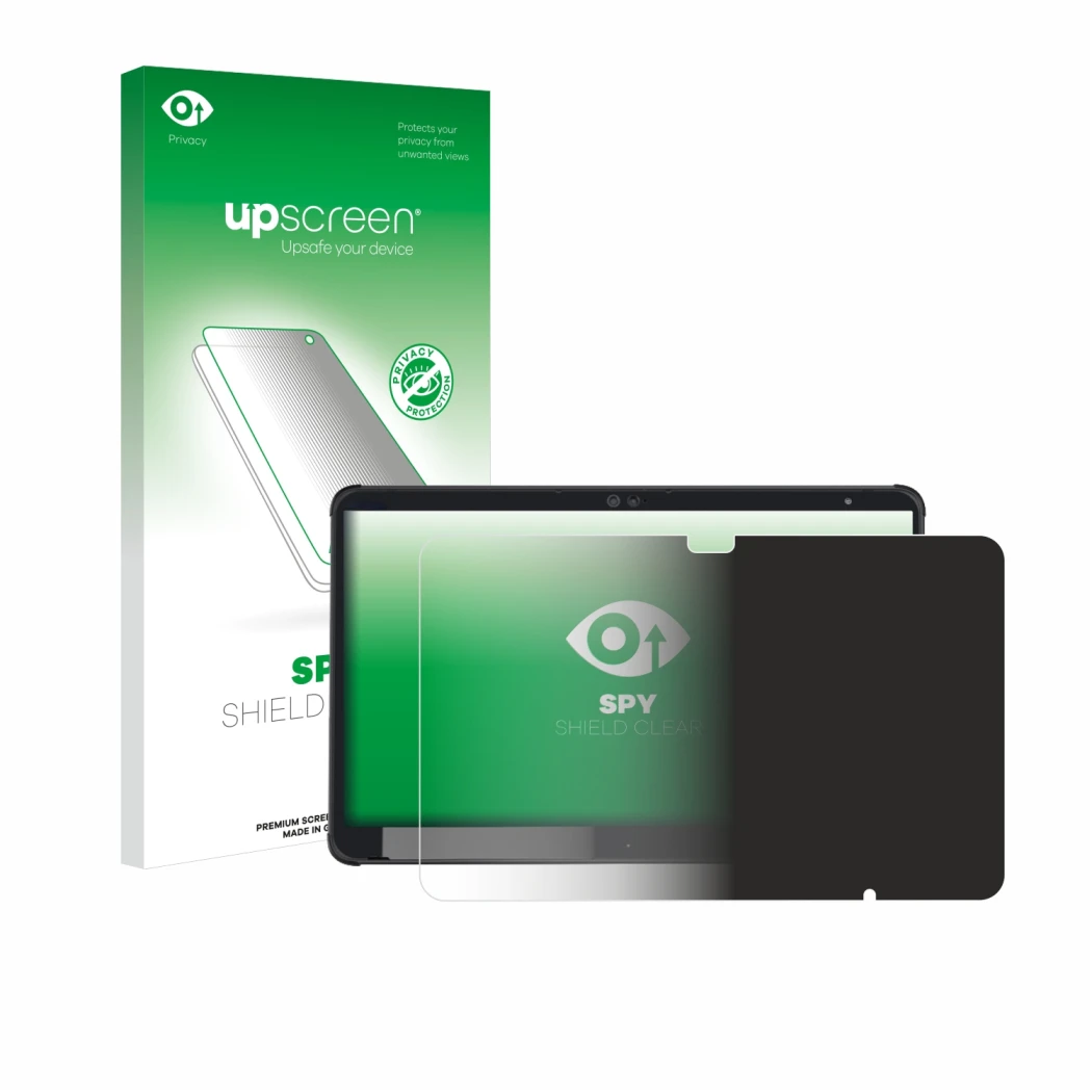 Front side of a product packaging with the brand logo upscreen. Next to it is the device Fujitsu Stylistic Q7311 shown with th