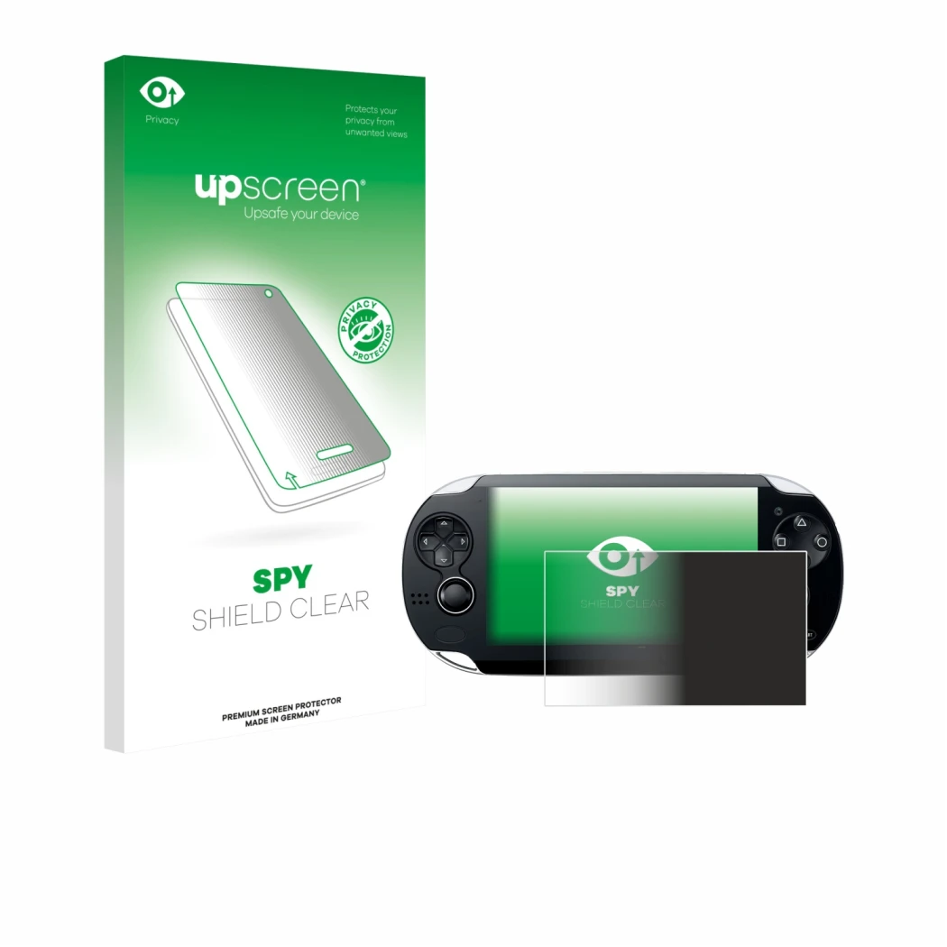 Front side of a product packaging with the brand logo upscreen. Next to it is the device Sony Playstation PS Vita shown with t