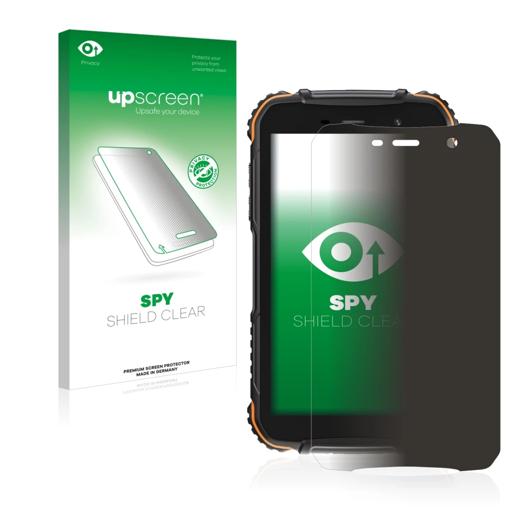 Front side of a product packaging with the brand logo upscreen. Next to it is the device Doogee S35T shown with the correspond