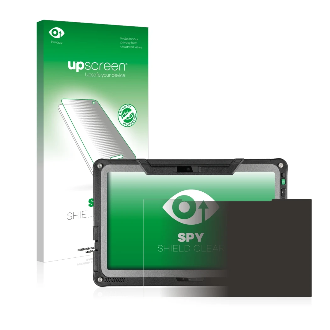 Front side of a product packaging with the brand logo upscreen. Next to it is the device Getac F110 G6 shown with the correspo