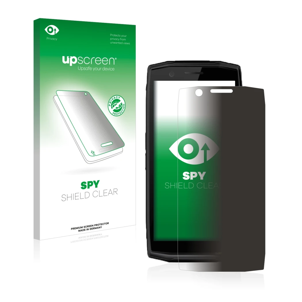 Front side of a product packaging with the brand logo upscreen. Next to it is the device Crosscall Action-X5 shown with the co