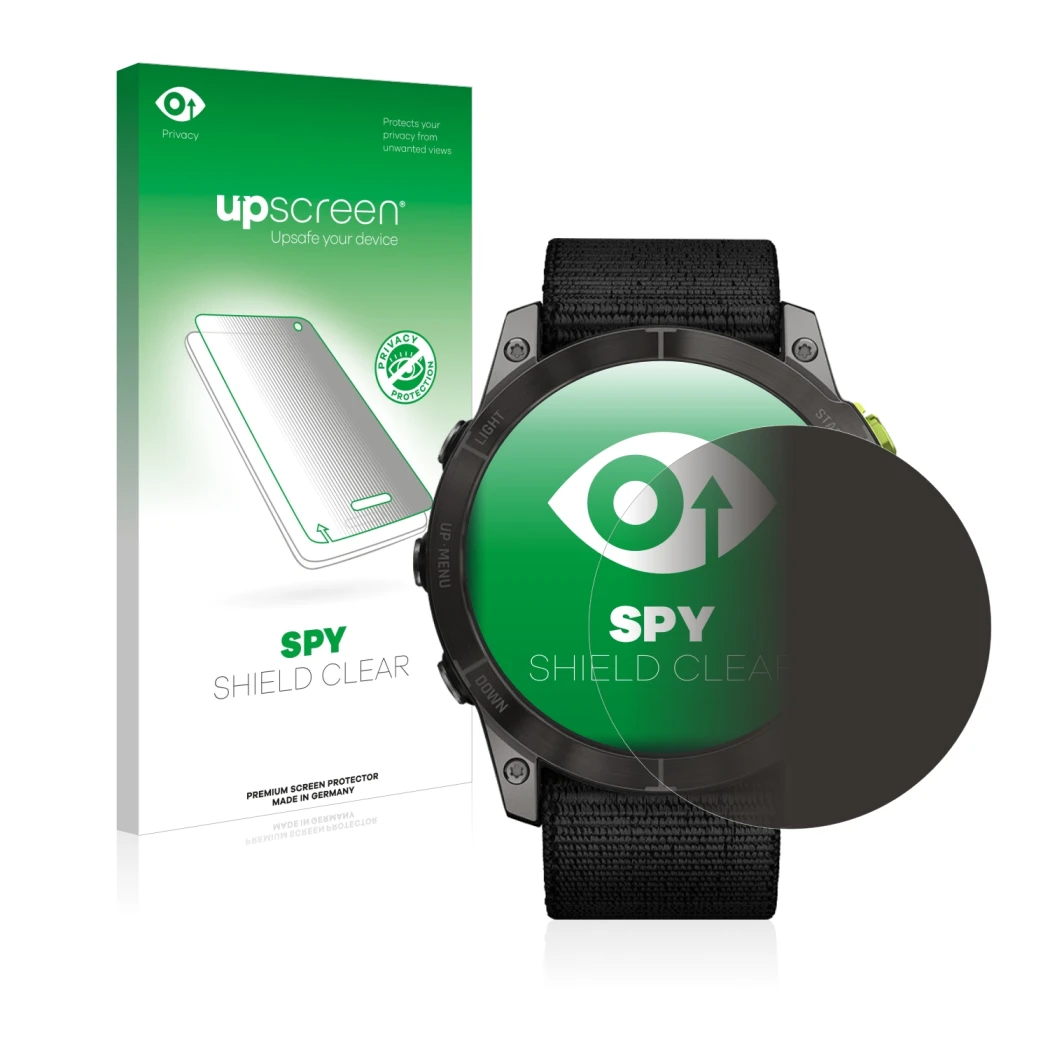 Front side of a product packaging with the brand logo upscreen. Next to it is the device Garmin Enduro 2 shown with the corres