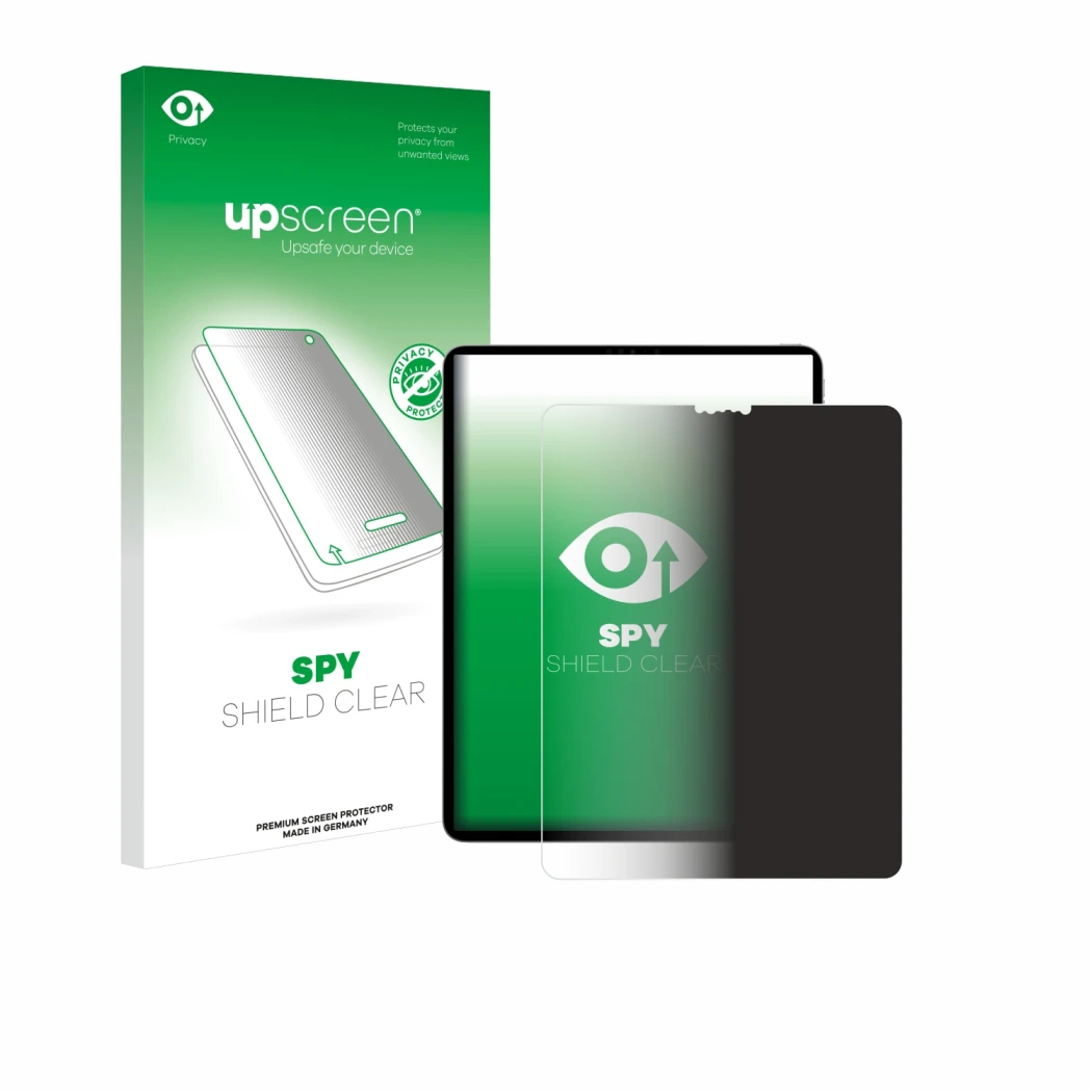 Front side of a product packaging with the brand logo upscreen. Next to it is the device Apple iPad Pro 12.9