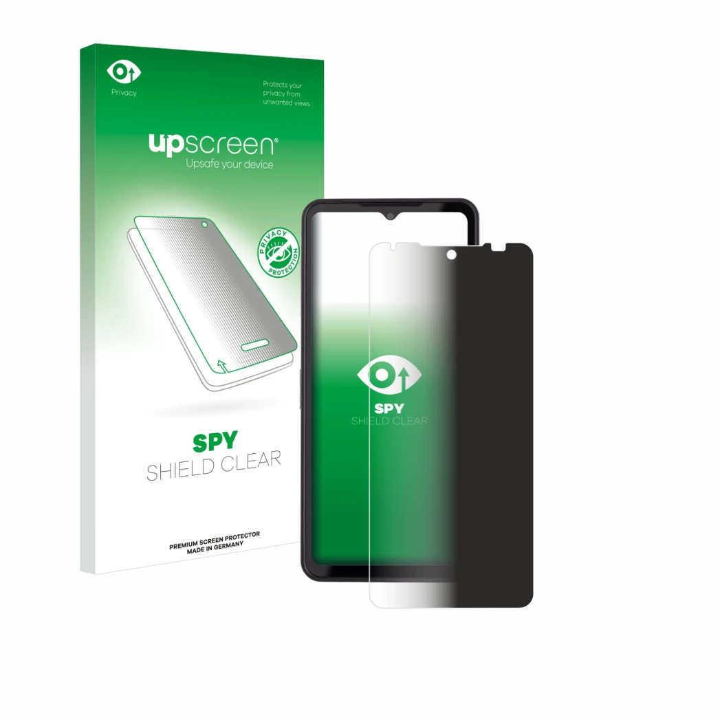 Front side of a product packaging with the brand logo upscreen. Next to it is the device Caterpillar Cat S75 shown with the co