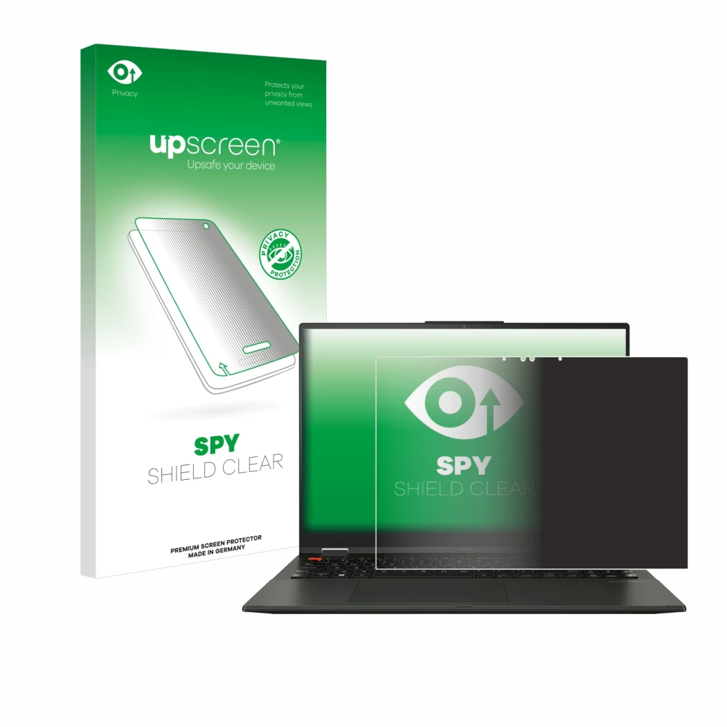 Front side of a product packaging with the brand logo upscreen. Next to it is the device ASUS Vivobook S 16 Flip OLED TP3604 s