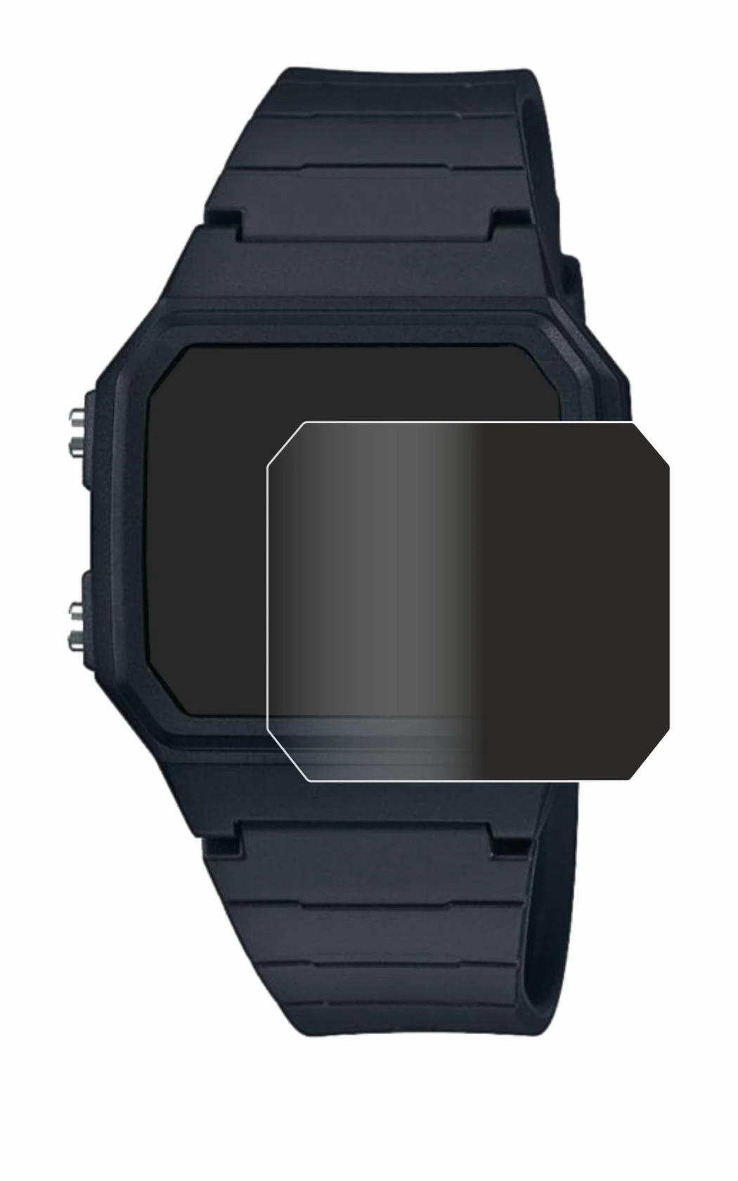 Image of the device Casio W-217H-1AVCF with a wide variety of screen protectors.