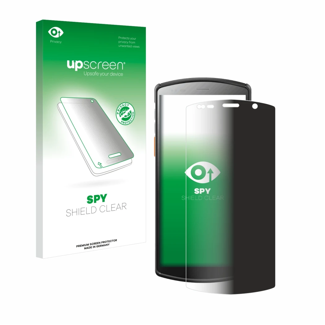 Front side of a product packaging with the brand logo upscreen. Next to it is the device Urovo DT50 5,7