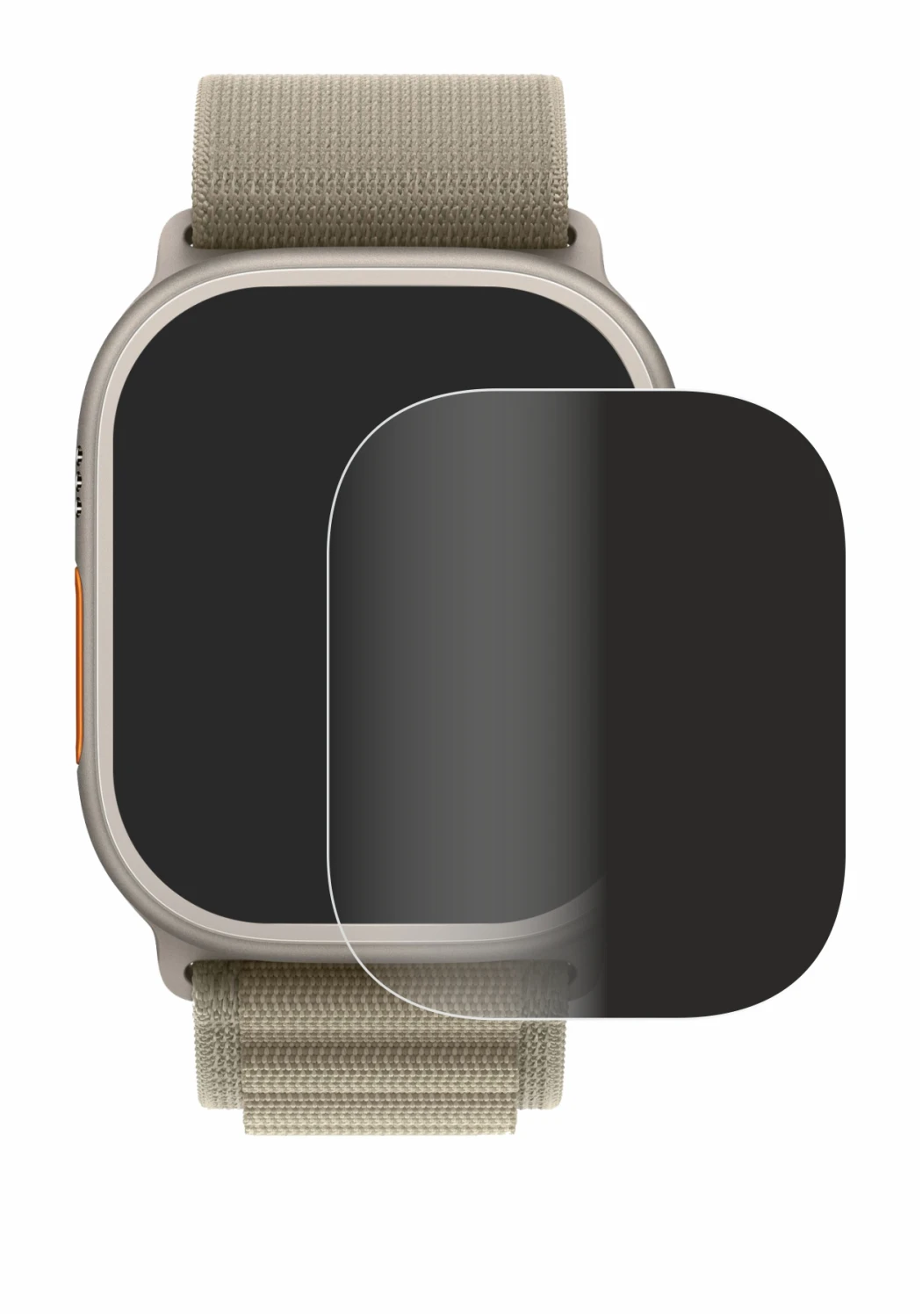 Image of the device Apple Watch Ultra 2 (49 mm) with a wide variety of screen protectors.