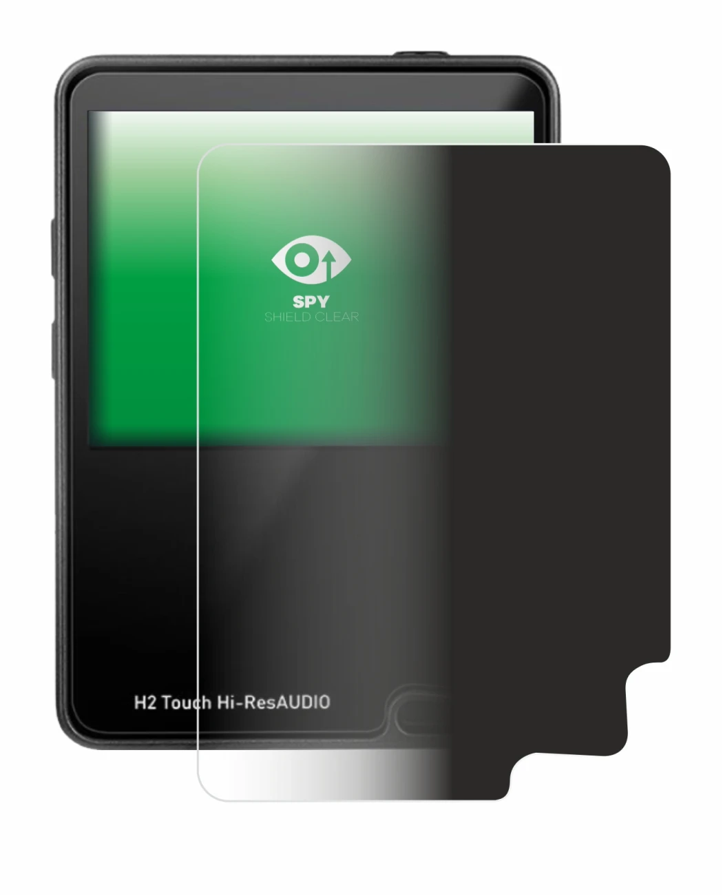 Image of the device HifiWalker H2 touch with a wide variety of screen protectors.