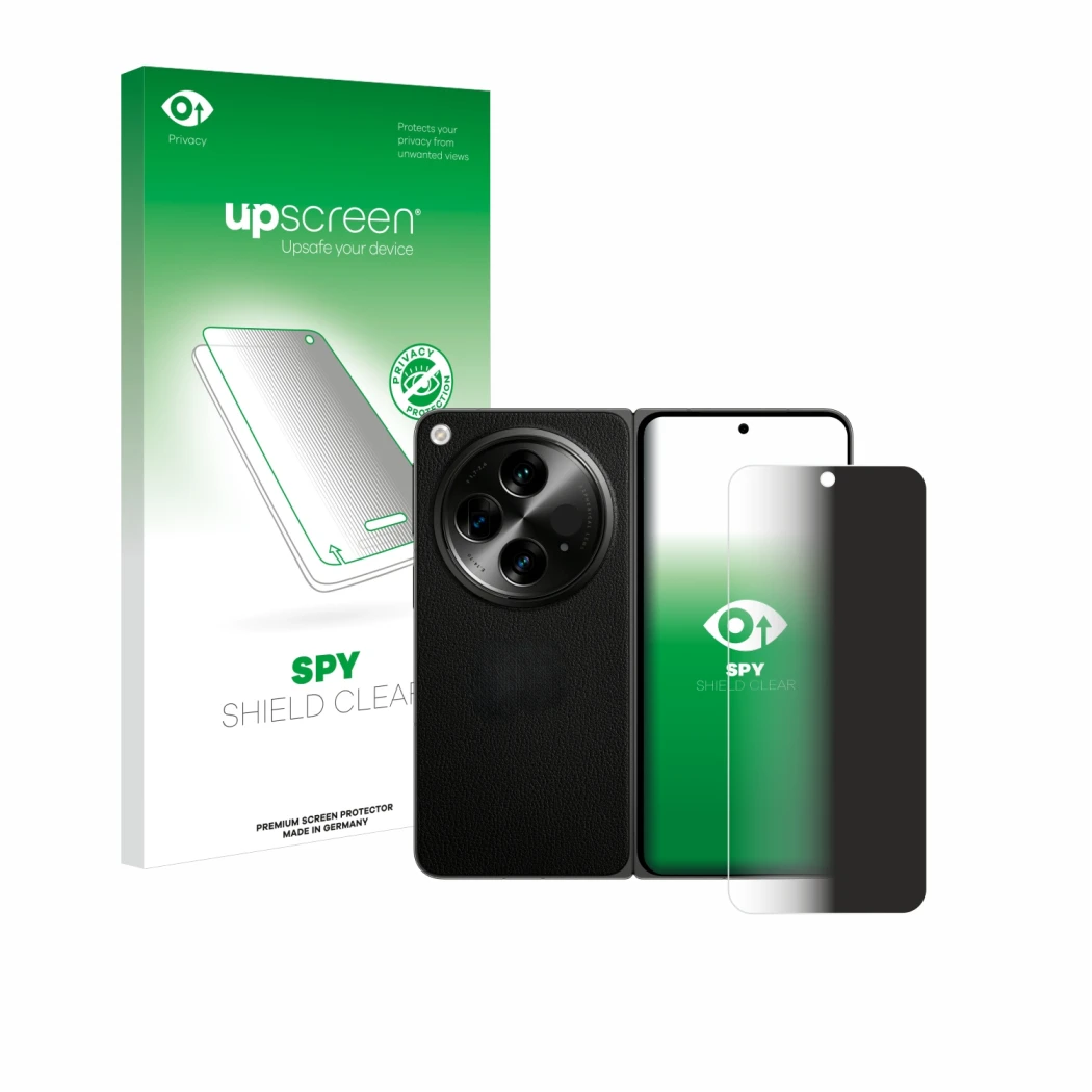 Front side of a product packaging with the brand logo upscreen. Next to it is the device OnePlus Open (case-friendly) shown wi