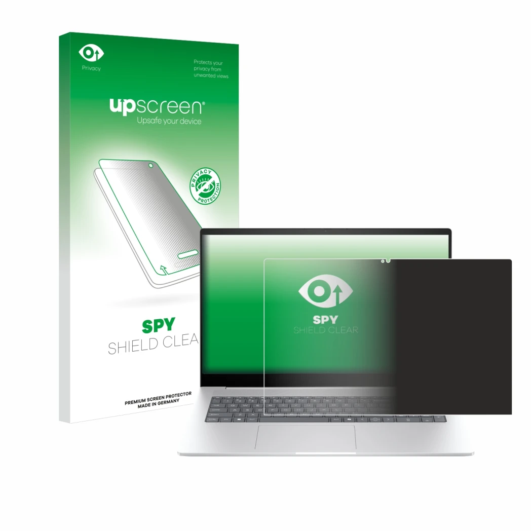 Front side of a product packaging with the brand logo upscreen. Next to it is the device HP Envy 17 2024 shown with the corres