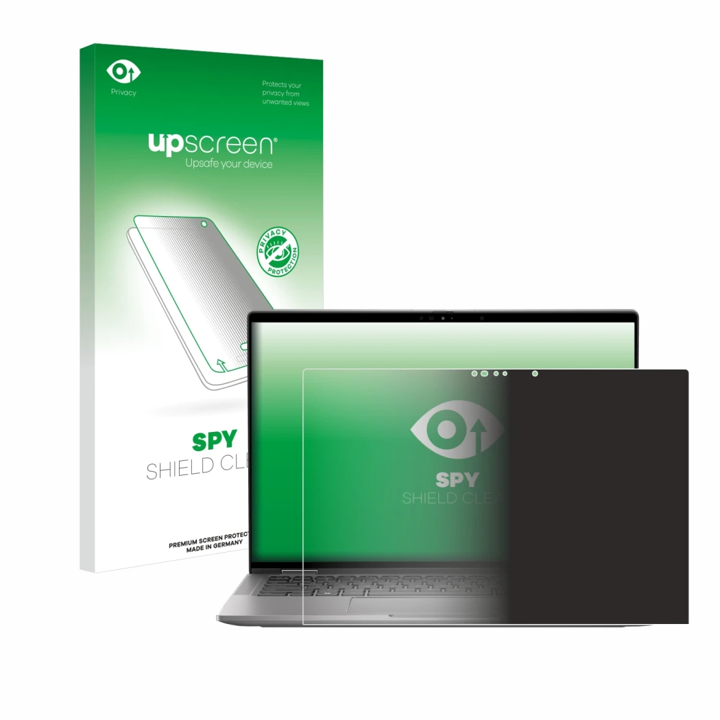 Front side of a product packaging with the brand logo upscreen. Next to it is the device Dell Latitude 7450 2-in-1 shown with