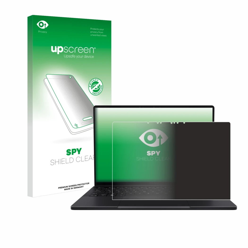 Front side of a product packaging with the brand logo upscreen. Next to it is the device ASUS ProArt PX13 shown with the corre