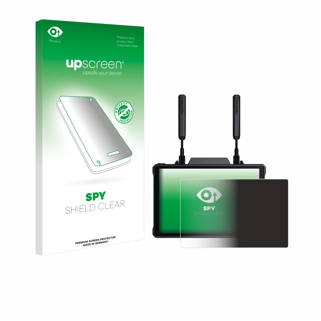 Front side of a product packaging with the brand logo upscreen. Next to it is the device Hollyland Pyro 7 shown with the corre