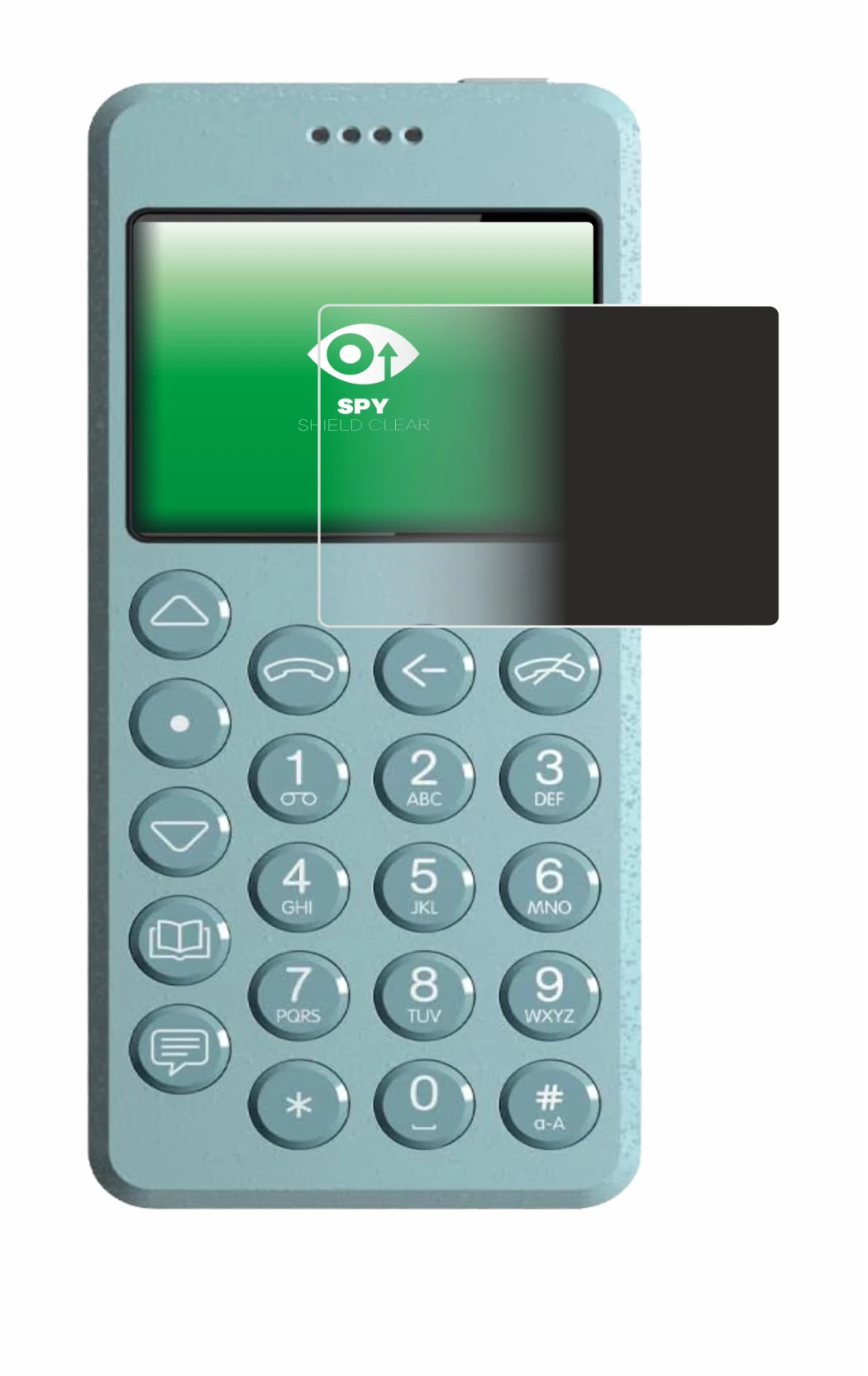 Image of the device Punkt MP02 with a wide variety of screen protectors.