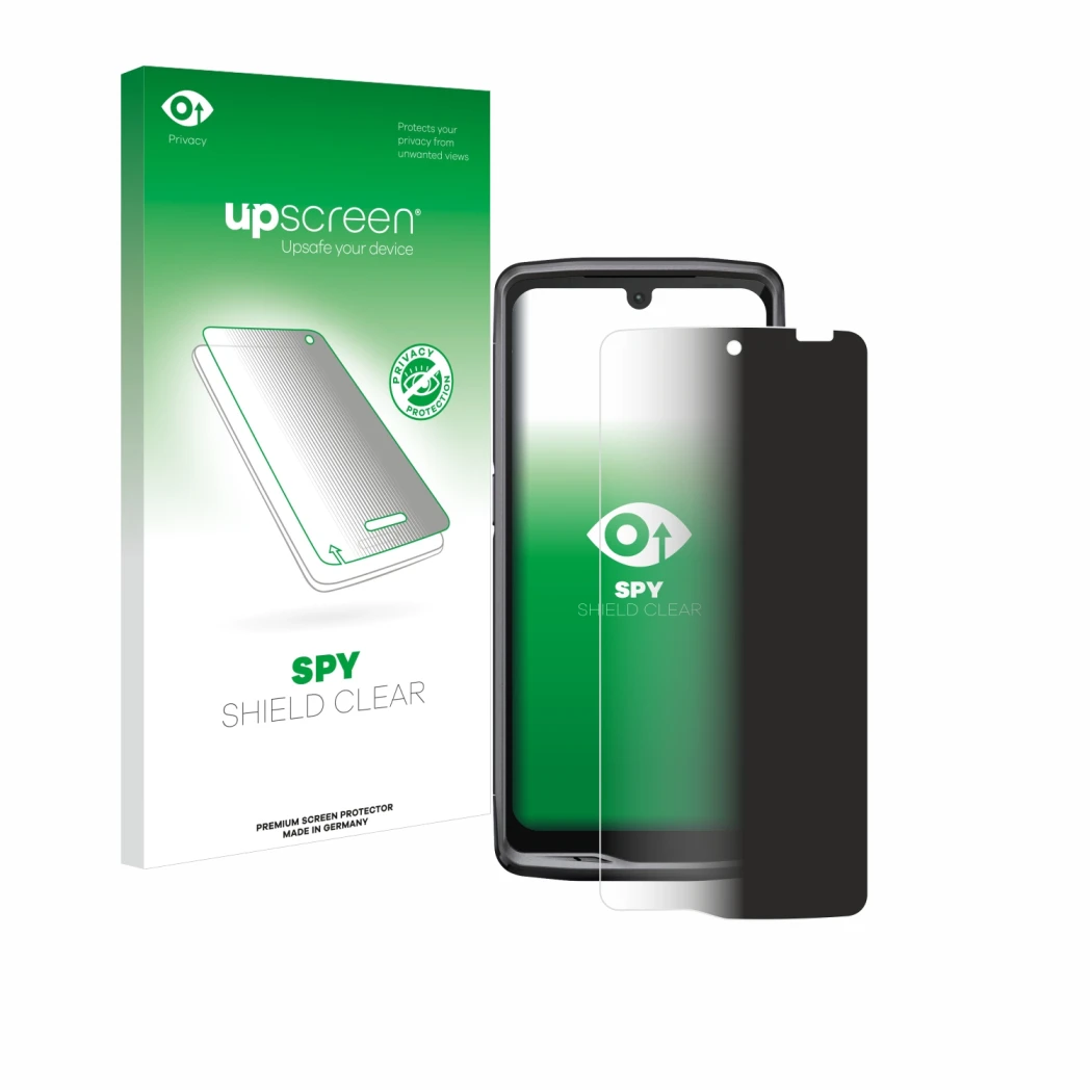 Front side of a product packaging with the brand logo upscreen. Next to it is the device Crosscall Stellar M6 shown with the c