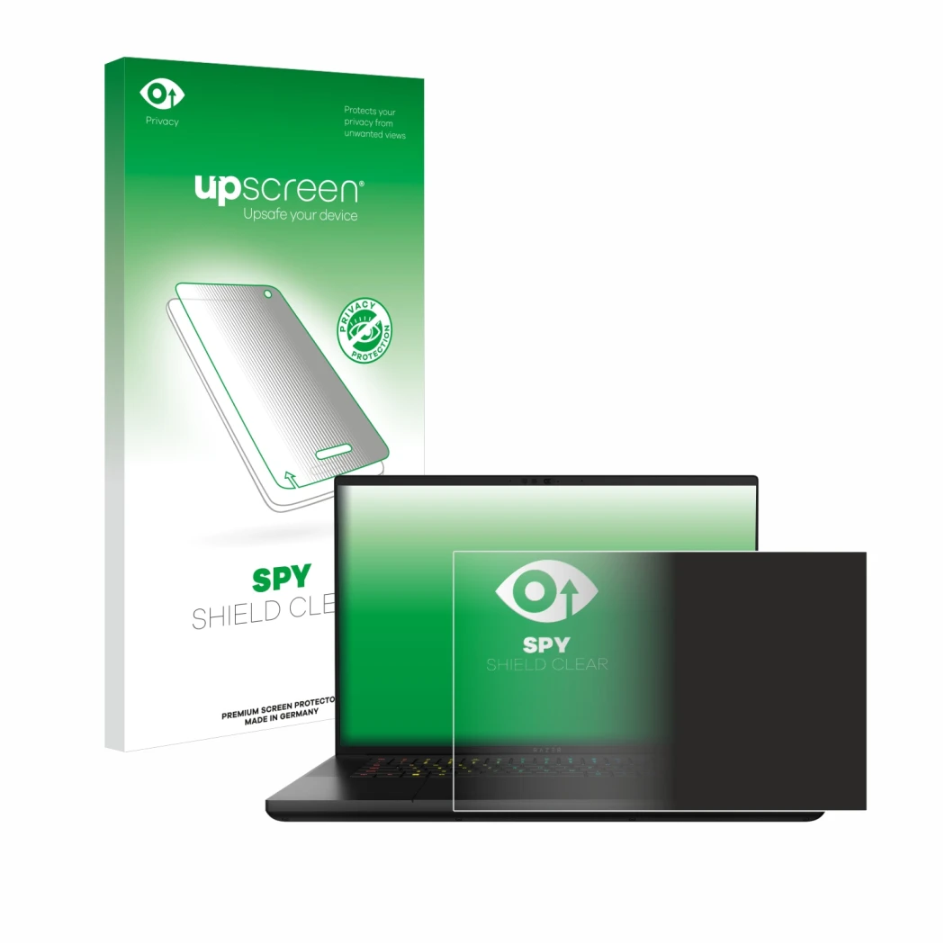 Front side of a product packaging with the brand logo upscreen. Next to it is the device Razer Blade 16 2024 shown with the co
