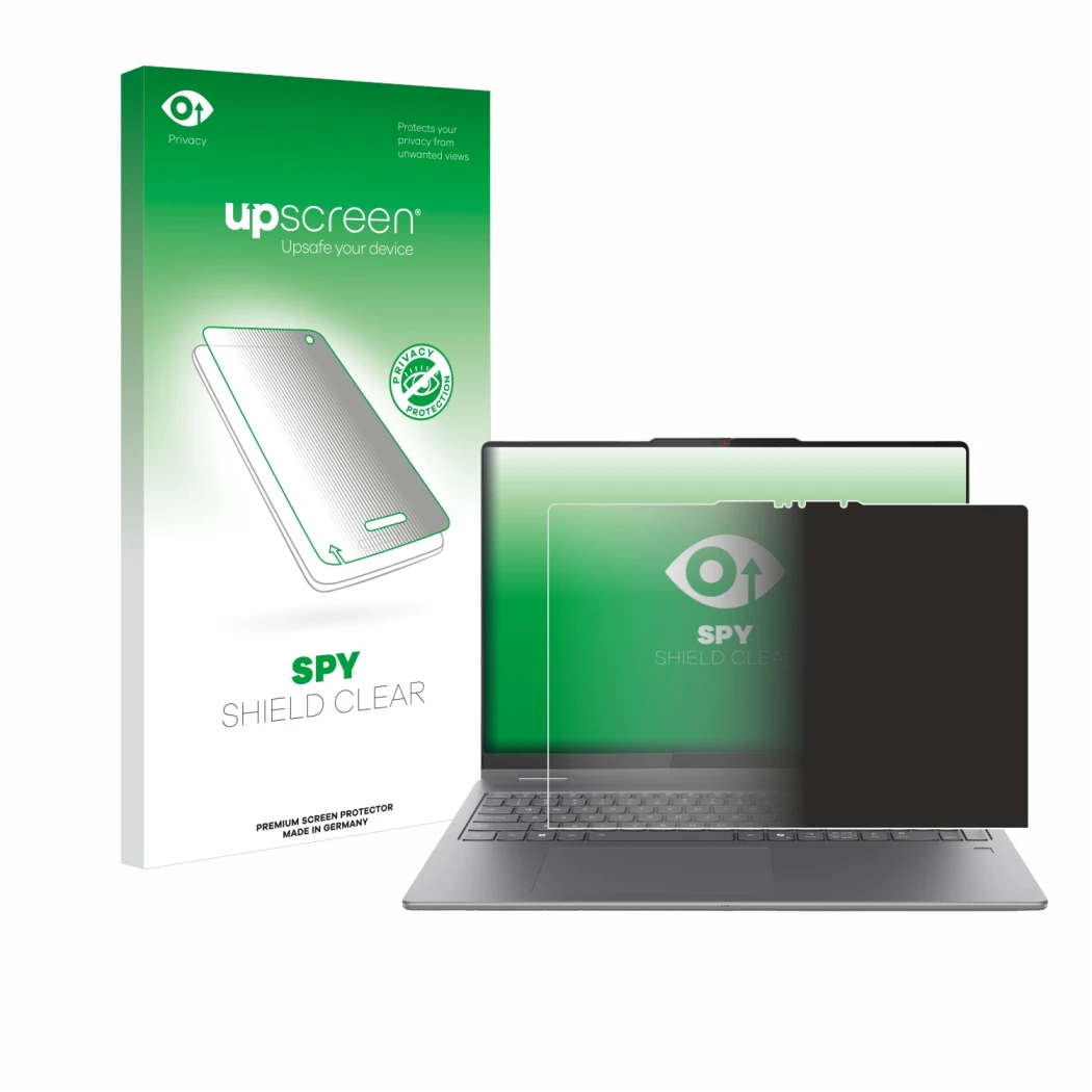 Front side of a product packaging with the brand logo upscreen. Next to it is the device Lenovo Yoga 7 2-in-1 Gen 10 16