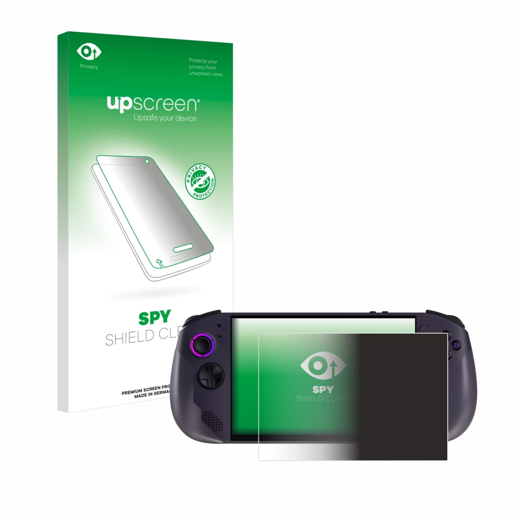 Front side of a product packaging with the brand logo upscreen. Next to it is the device Lenovo Legion Go S shown with the cor