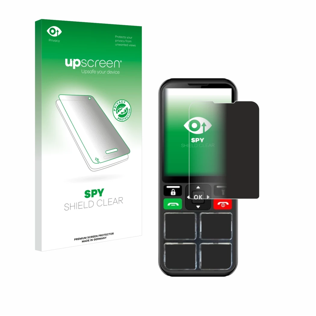 Front side of a product packaging with the brand logo upscreen. Next to it is the device Geemarc CL8000 shown with the corresp