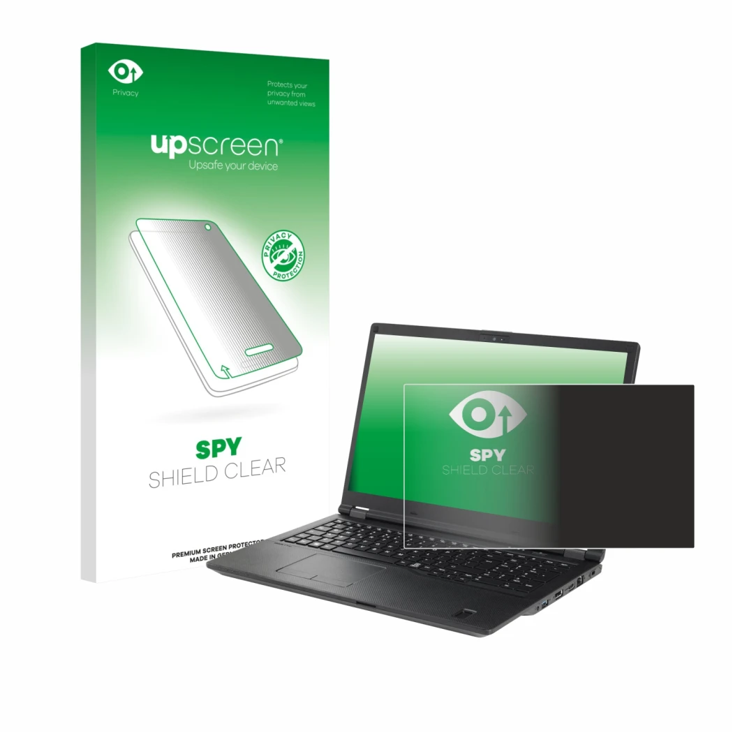Front side of a product packaging with the brand logo upscreen. Next to it is the device Fujitsu Lifebook U7511 shown with the