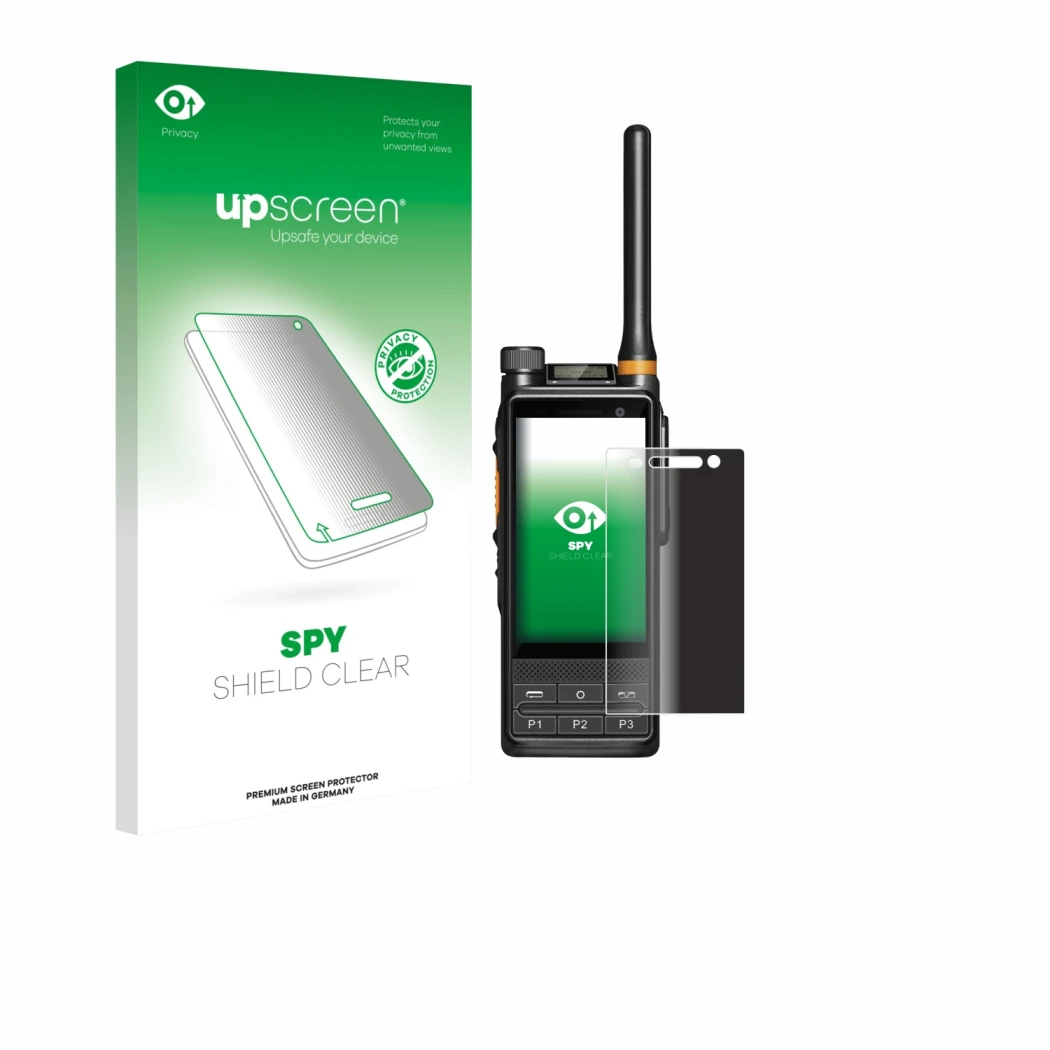 Front side of a product packaging with the brand logo upscreen. Next to it is the device Hytera PDC680 shown with the correspo