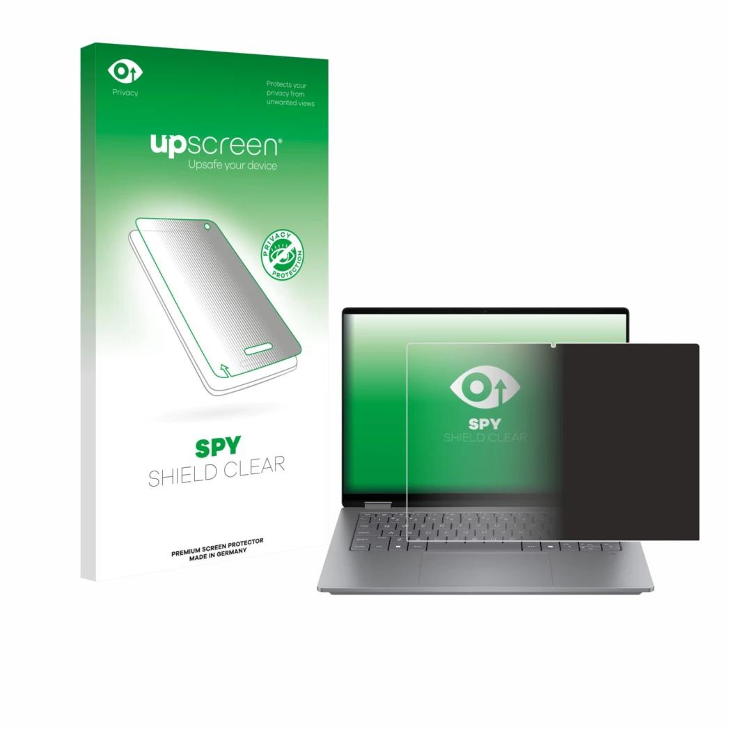 Front side of a product packaging with the brand logo upscreen. Next to it is the device HP OmniBook X Flip 14 shown with the 