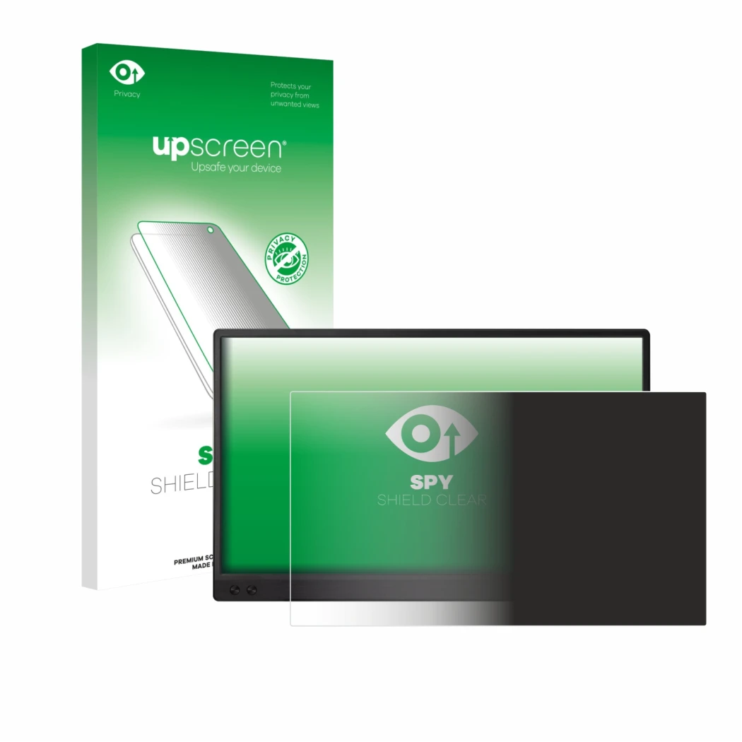 Front side of a product packaging with the brand logo upscreen. Next to it is the device ASUS ZenScreen MB166C shown with the