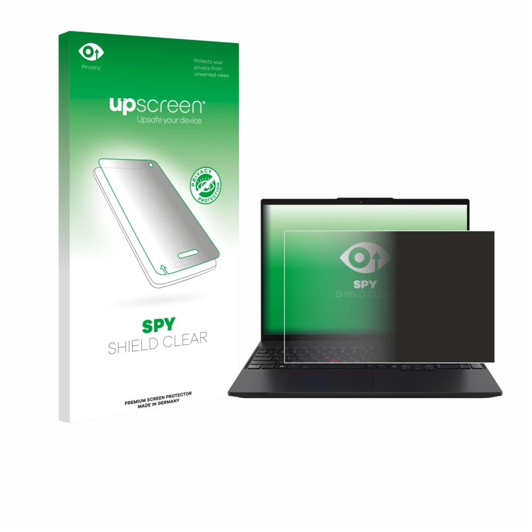 Front side of a product packaging with the brand logo upscreen. Next to it is the device Lenovo ThinkPad L16 Gen 2 shown with 