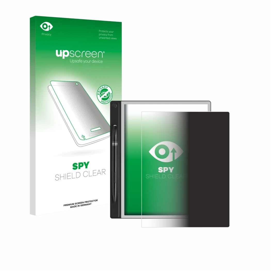Front side of a product packaging with the brand logo upscreen. Next to it is the device Montblanc Digital Paper shown with th