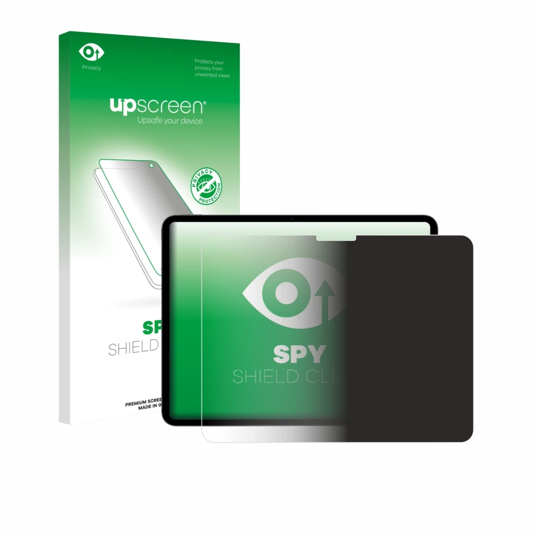 Front side of a product packaging with the brand logo upscreen. Next to it is the device Apple iPad Pro 13