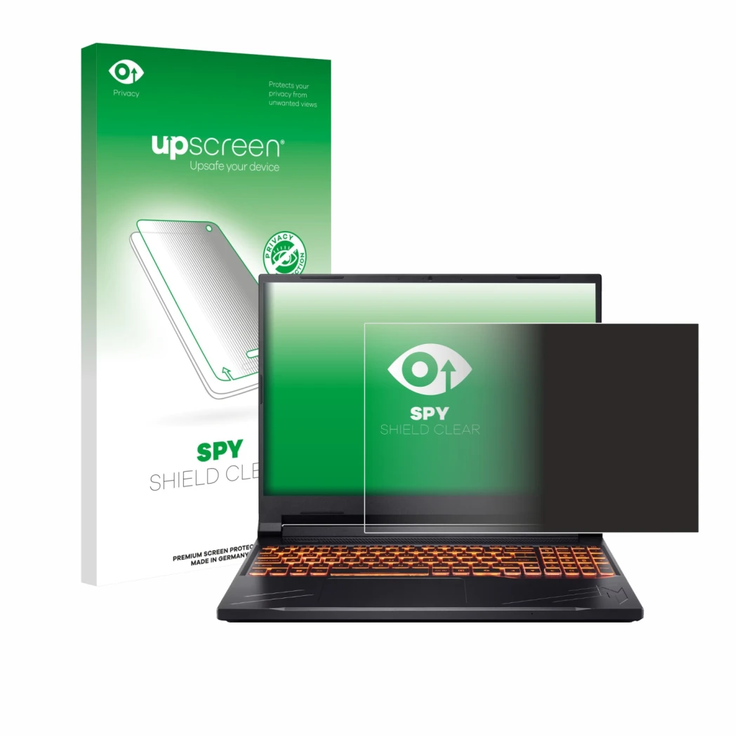 Front side of a product packaging with the brand logo upscreen. Next to it is the device Acer Nitro V 16 shown with the corres