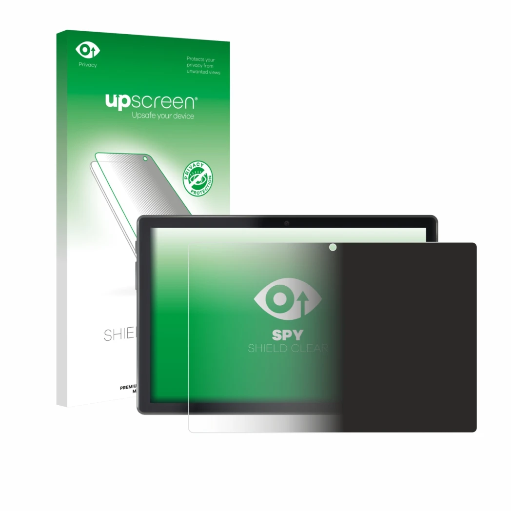 Front side of a product packaging with the brand logo upscreen. Next to it is the device Lisciani Mio Tab 10