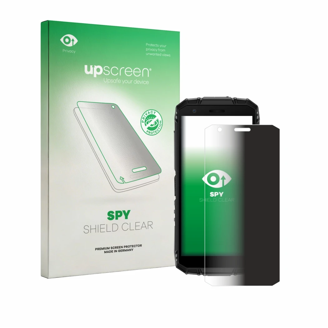 Front side of a product packaging with the brand logo upscreen. Next to it is the device Doogee Fire 3 shown with the correspo