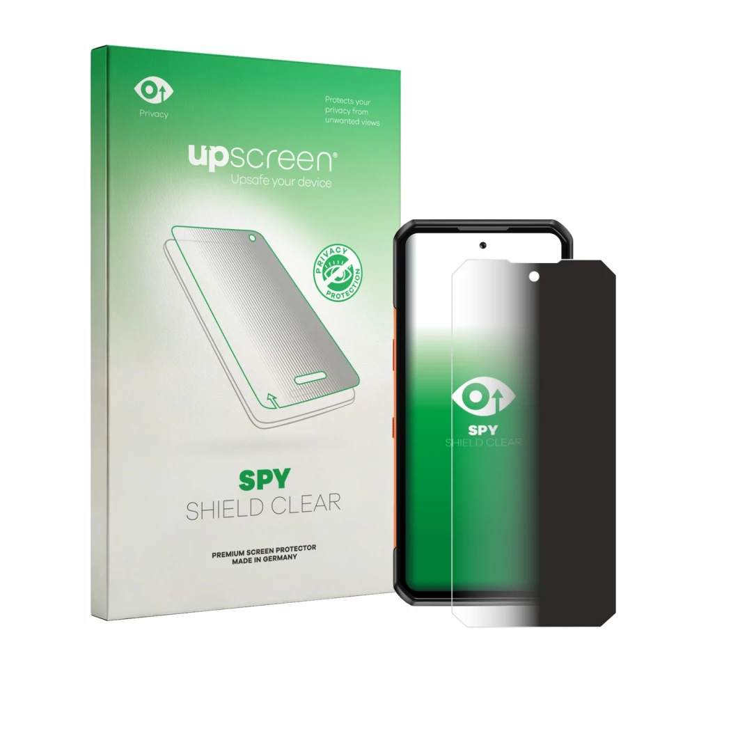 Front side of a product packaging with the brand logo upscreen. Next to it is the device Oukitel WP500 shown with the correspo