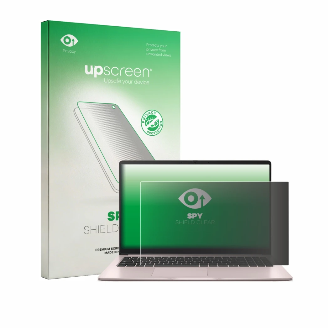 Front side of a product packaging with the brand logo upscreen. Next to it is the device ASUS Chromebook CX15 shown with the c