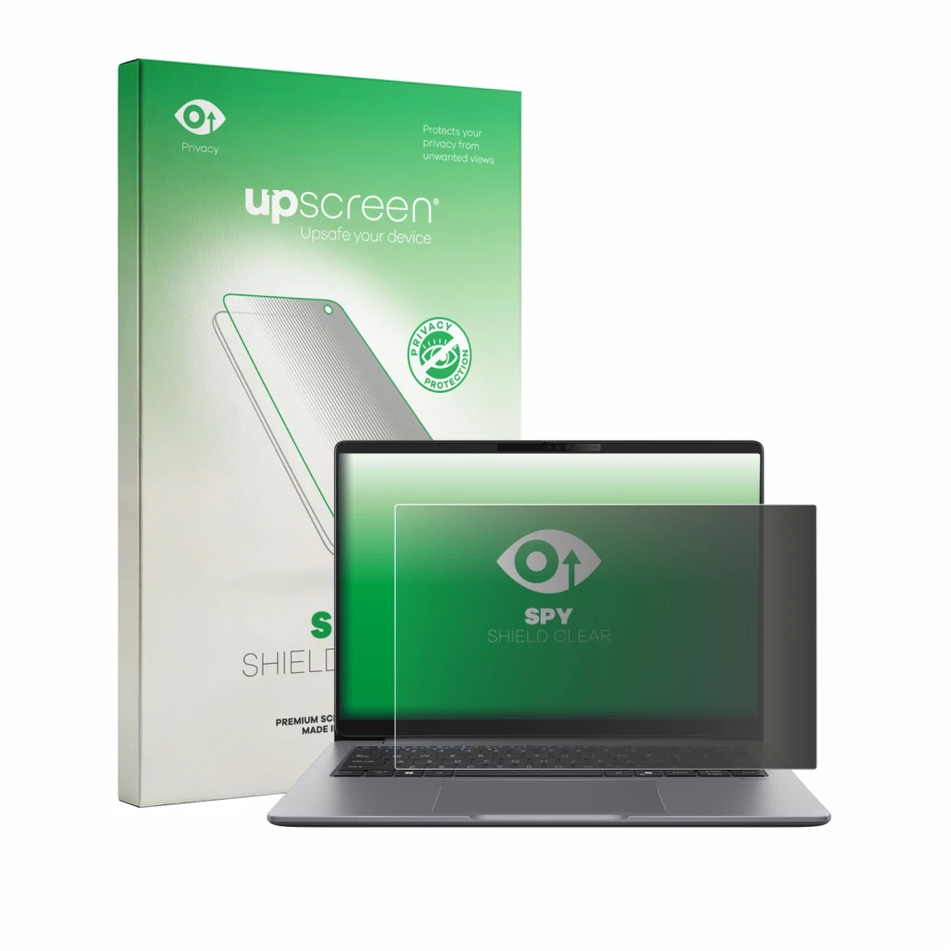Front side of a product packaging with the brand logo upscreen. Next to it is the device ASUS ExpertBook PM3 shown with the co