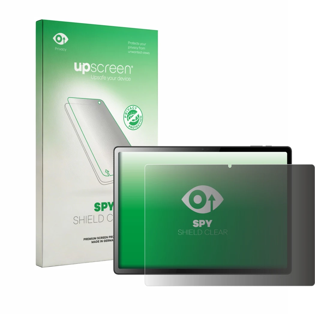 Front side of a product packaging with the brand logo upscreen. Next to it is the device Logicom Tab XXL 14