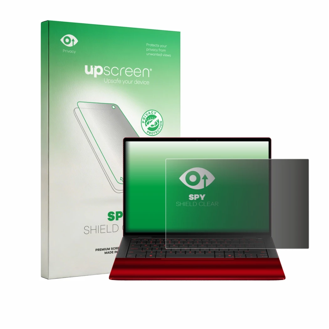 Front side of a product packaging with the brand logo upscreen. Next to it is the device HP Scuderia Ferrari Notebook shown wi