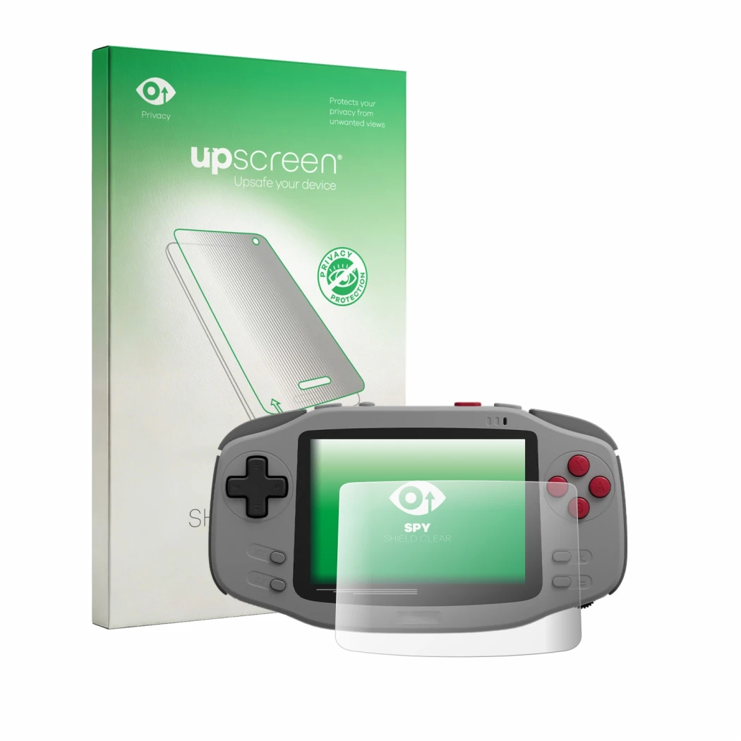 Front side of a product packaging with the brand logo upscreen. Next to it is the device AYANEO KONKR Pocket Advance shown wit