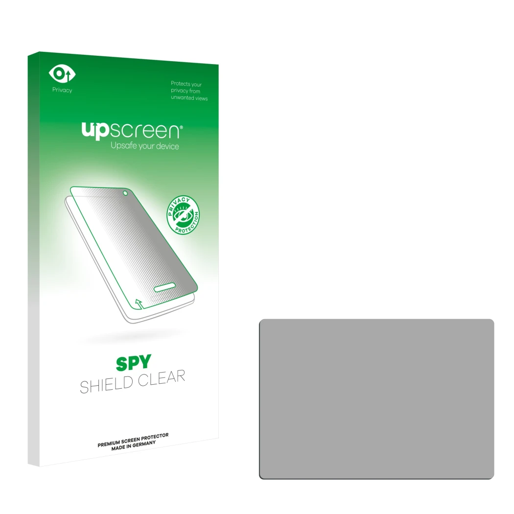 Front side of a product packaging with the brand logo upscreen. Next to it is the corresponding screen protector.