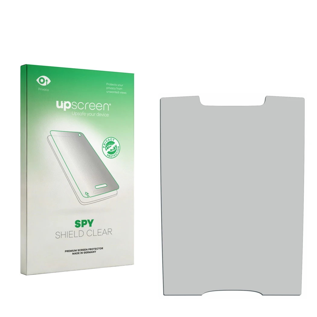 Front side of a product packaging with the brand logo upscreen. Next to it is the corresponding screen protector.