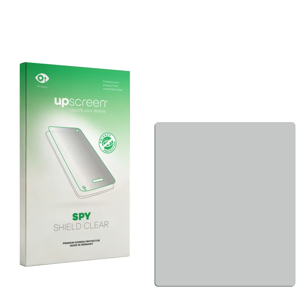 Front side of a product packaging with the brand logo upscreen. Next to it is the corresponding screen protector.