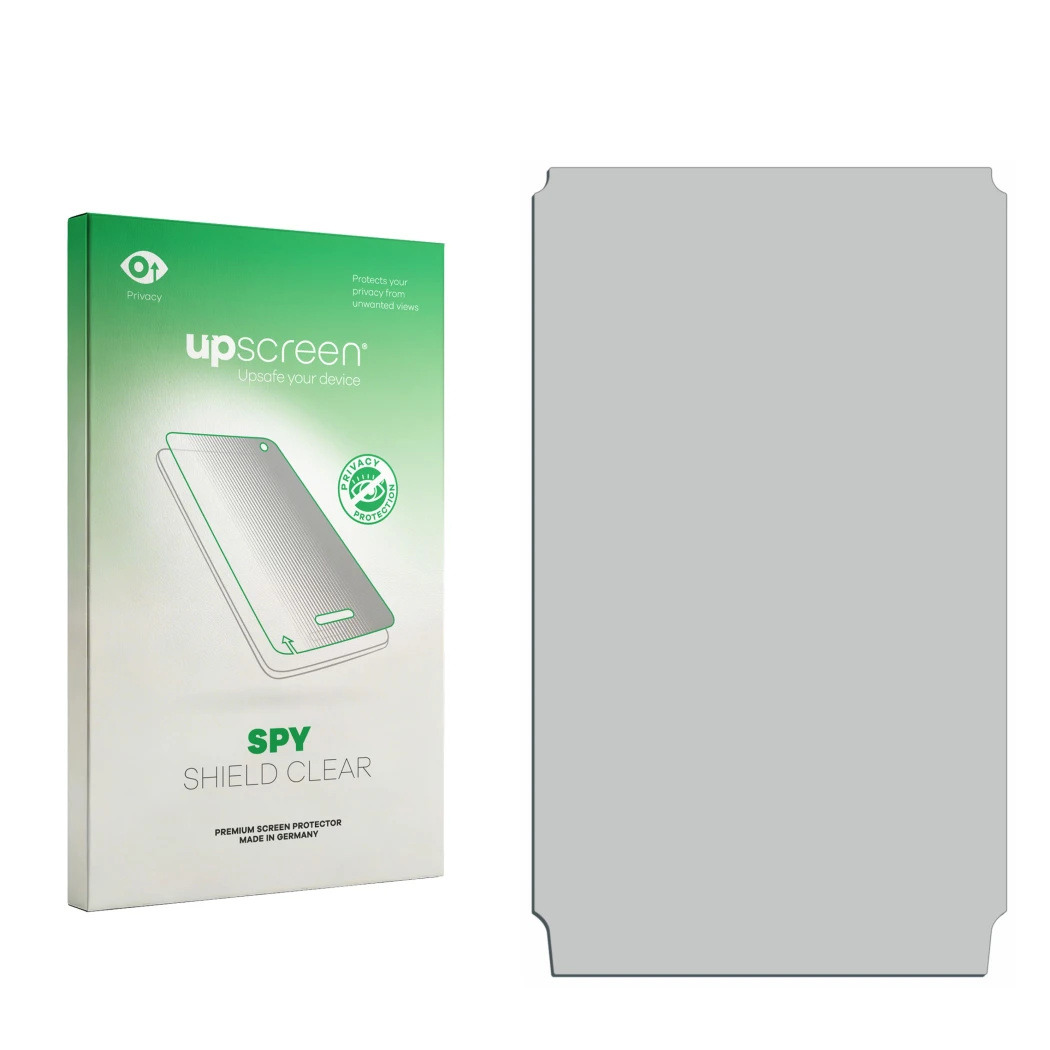 Front side of a product packaging with the brand logo upscreen. Next to it is the corresponding screen protector.