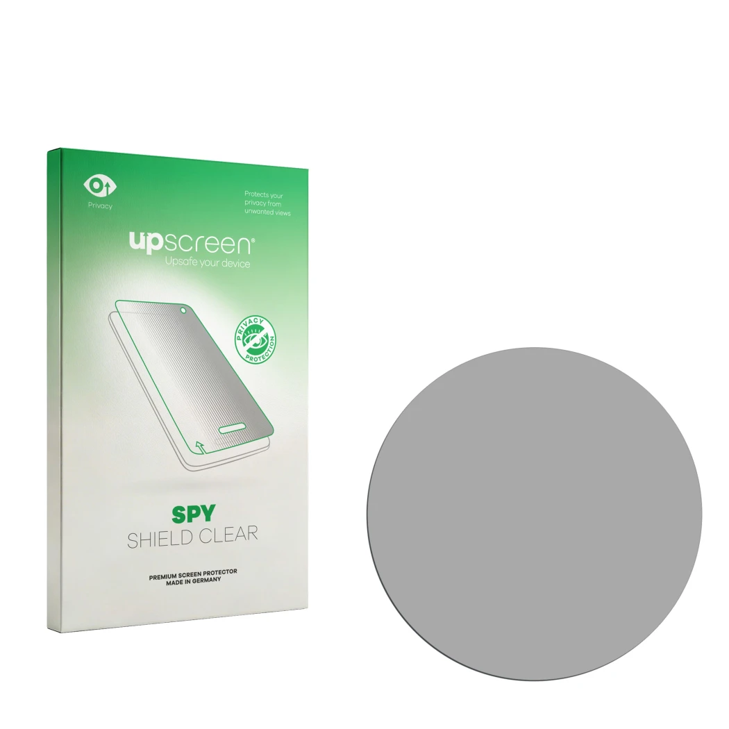 Front side of a product packaging with the brand logo upscreen. Next to it is the corresponding screen protector.